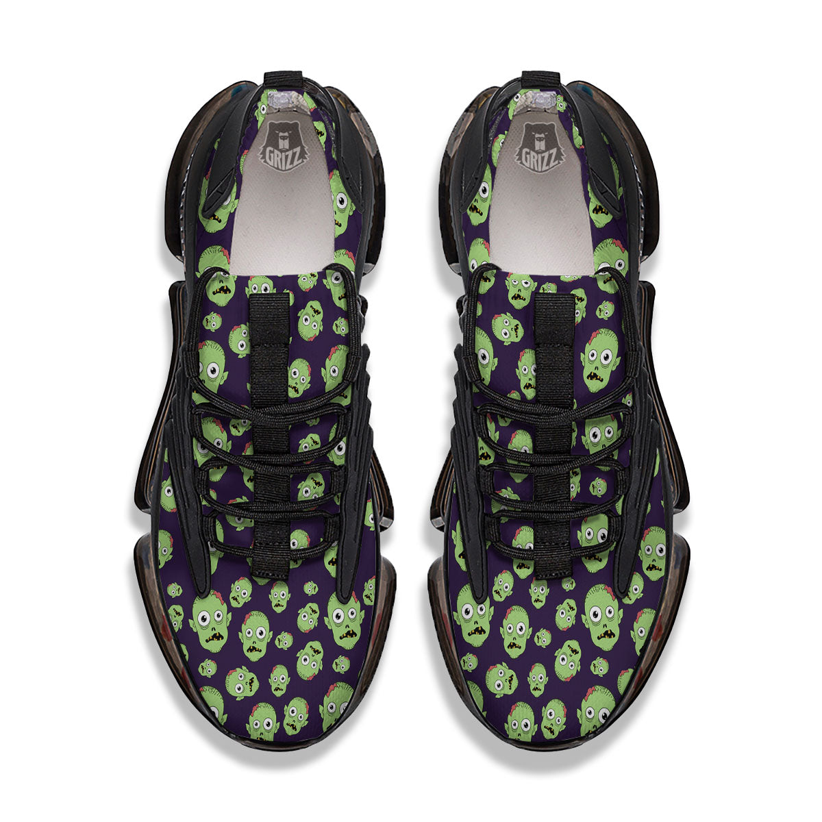 Zombie Green Print Pattern Black Gym Shoes-grizzshop