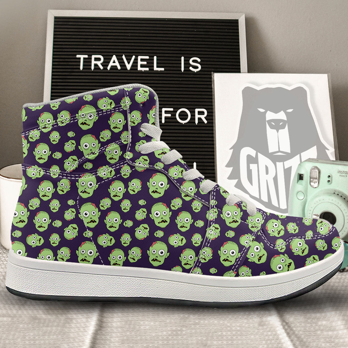 Zombie Green Print Pattern High Top Sneakers-grizzshop