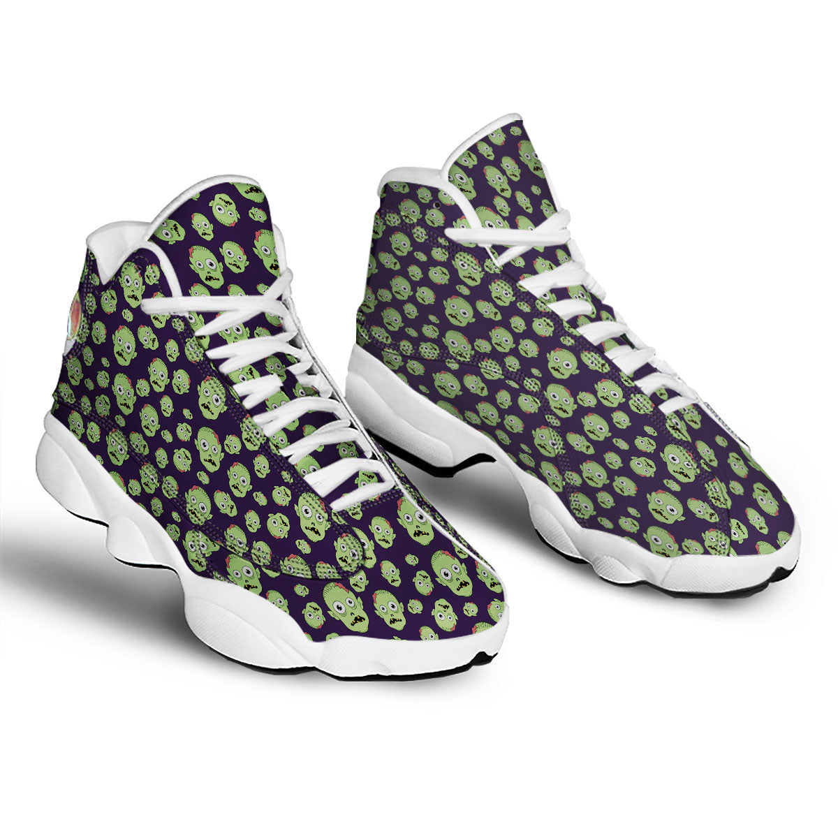 Zombie Green Print Pattern White Basketball Shoes-grizzshop