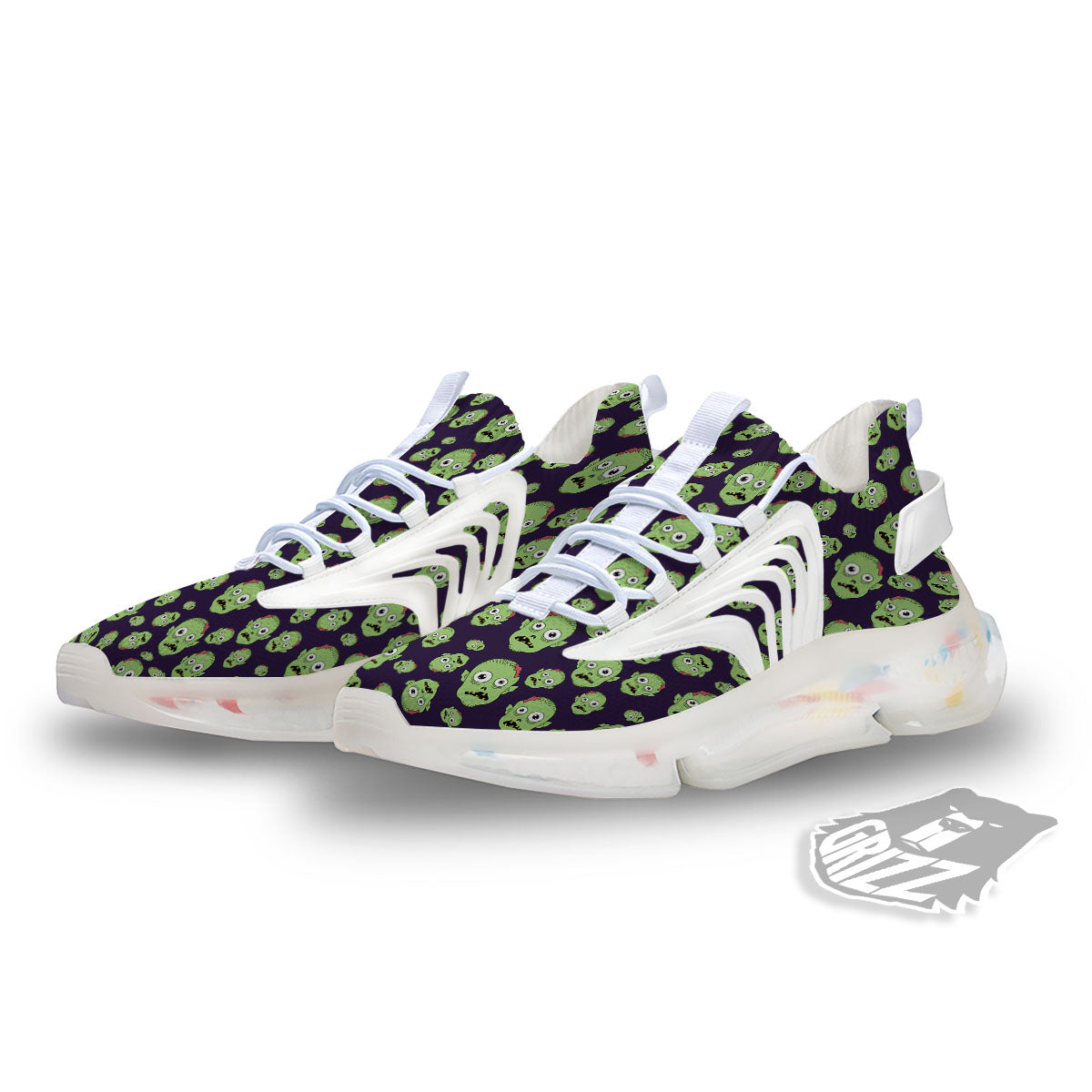 Zombie Green Print Pattern White Gym Shoes-grizzshop