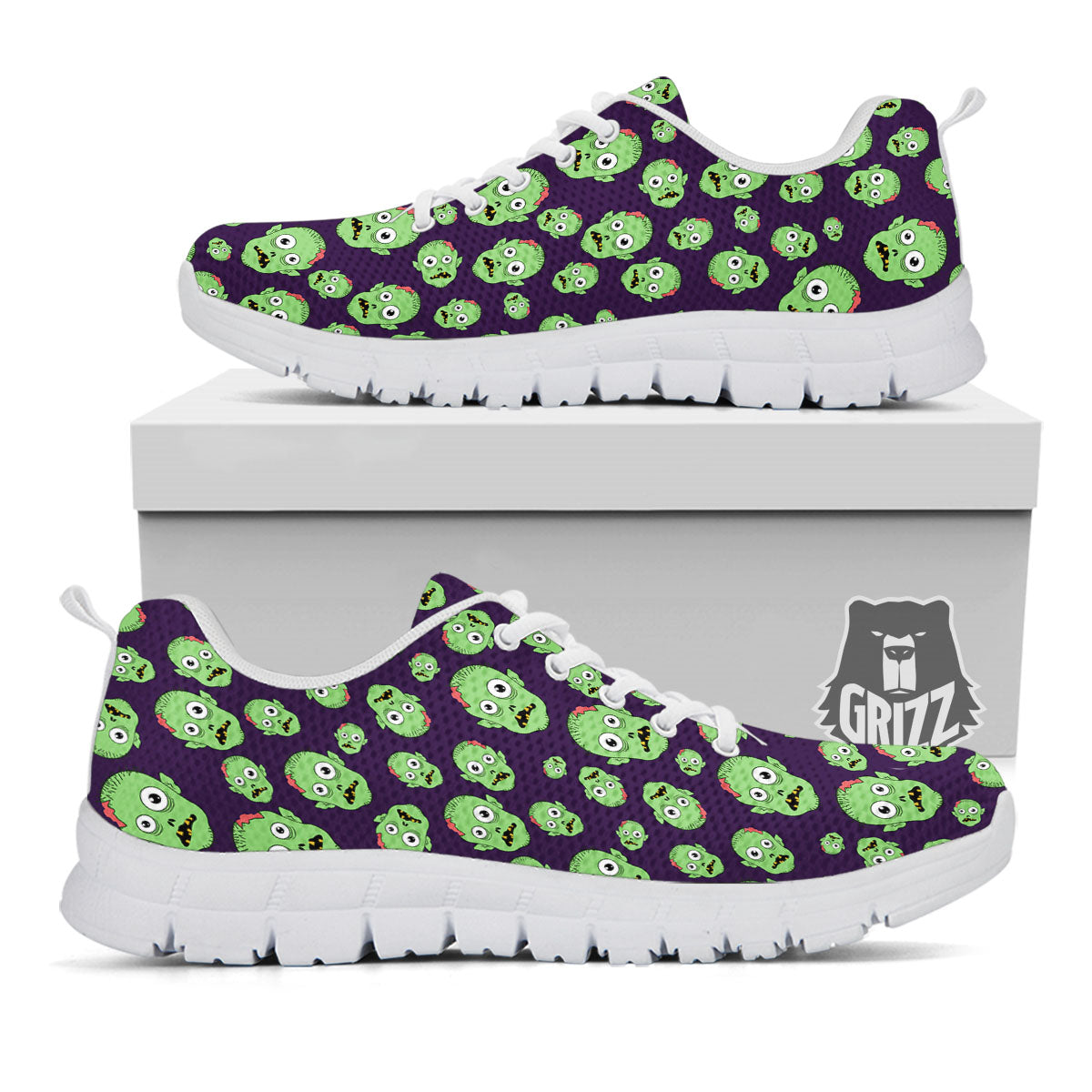 Zombie Green Print Pattern White Sneaker-grizzshop