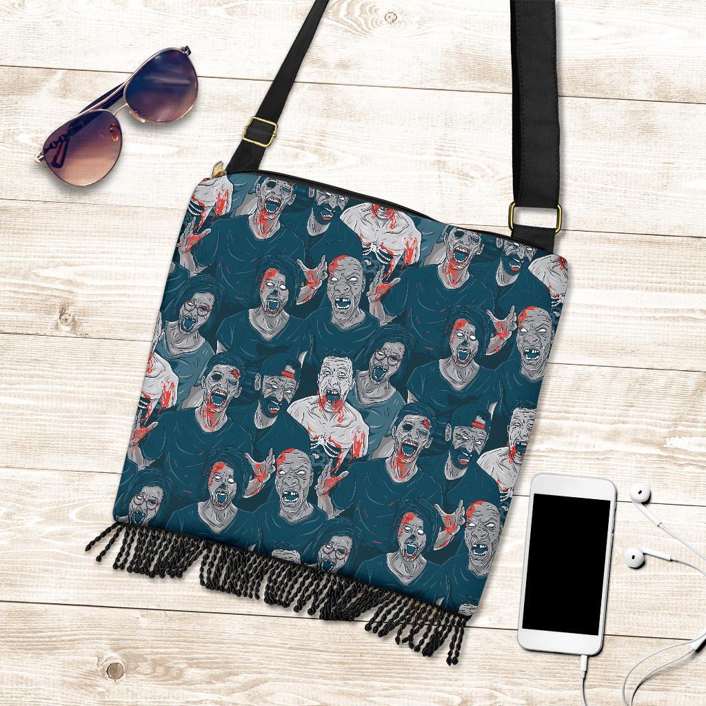 Zombie Halloween Pattern Print Crossbody Bags-grizzshop