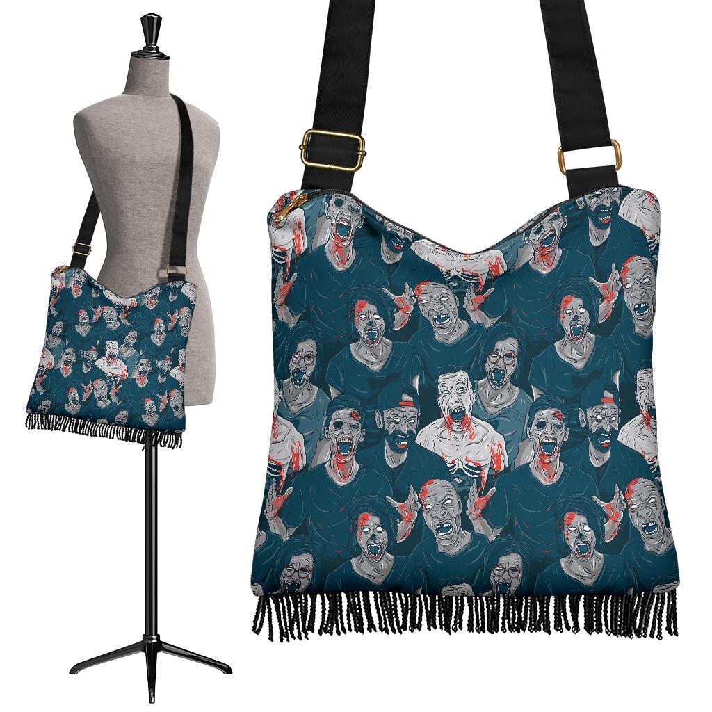 Zombie Halloween Pattern Print Crossbody Bags-grizzshop