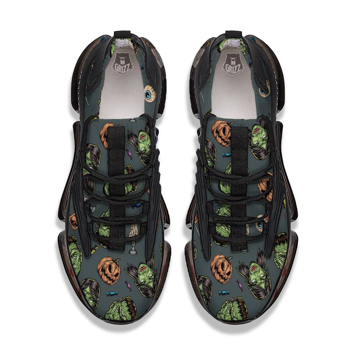 Zombie Halloween Print Pattern Black Gym Shoes-grizzshop