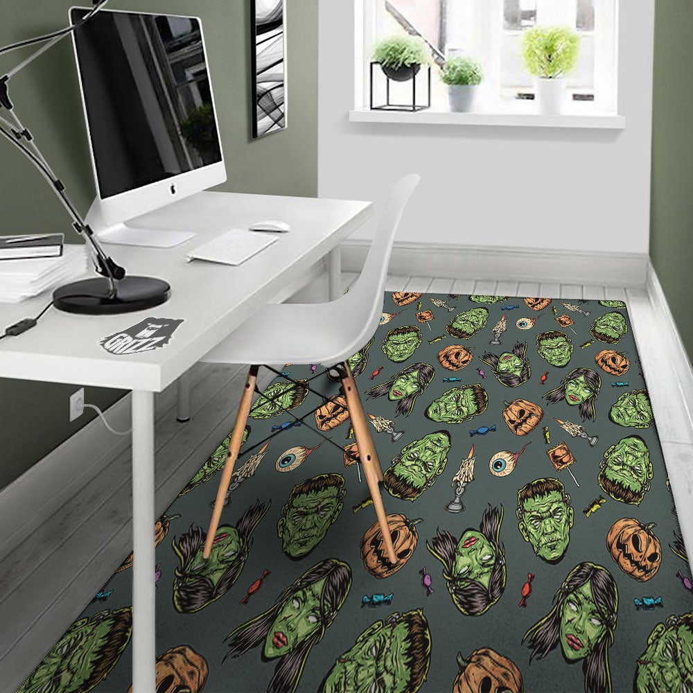 Zombie Halloween Print Pattern Floor Mat-grizzshop