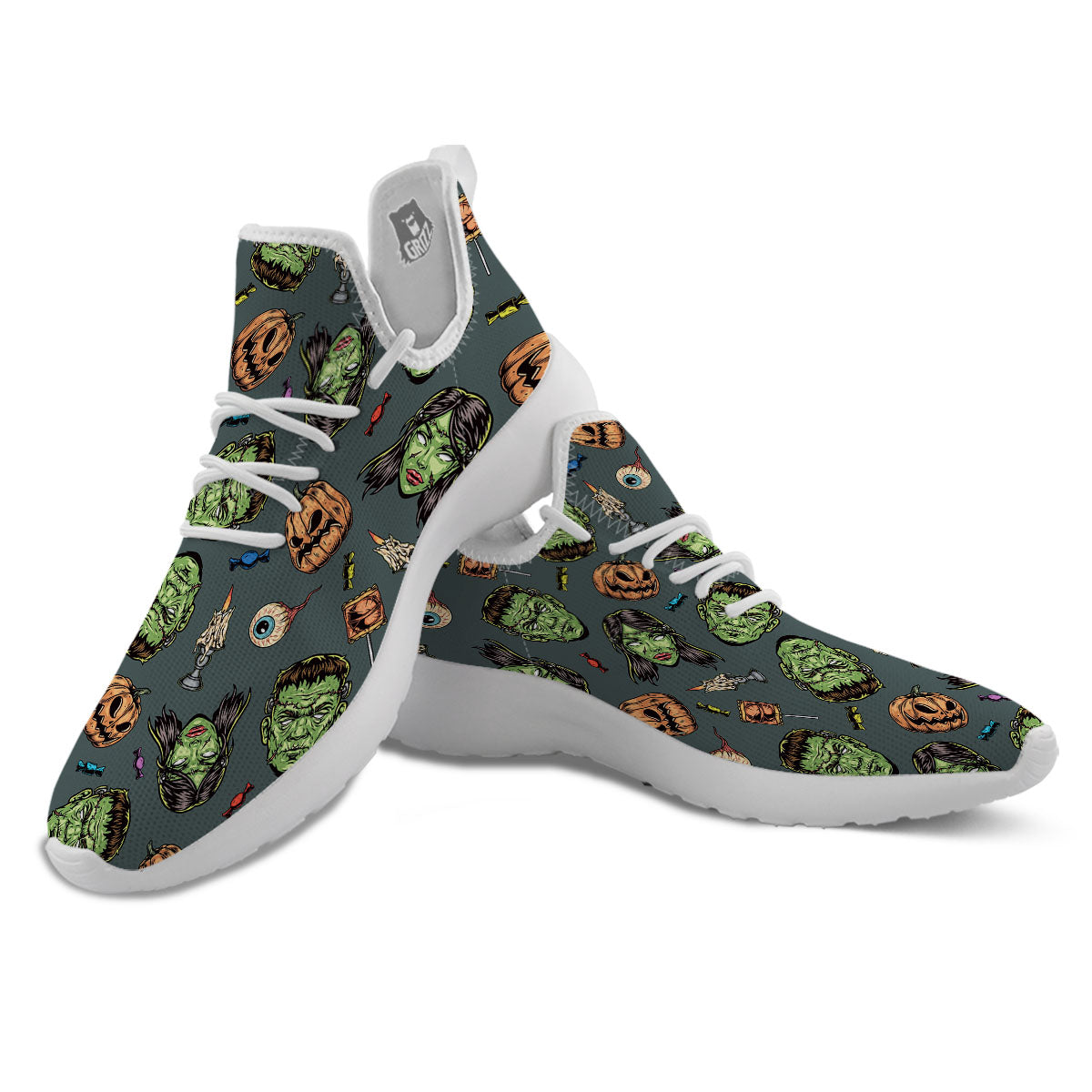 Zombie Halloween Print Pattern White Athletic Shoes-grizzshop