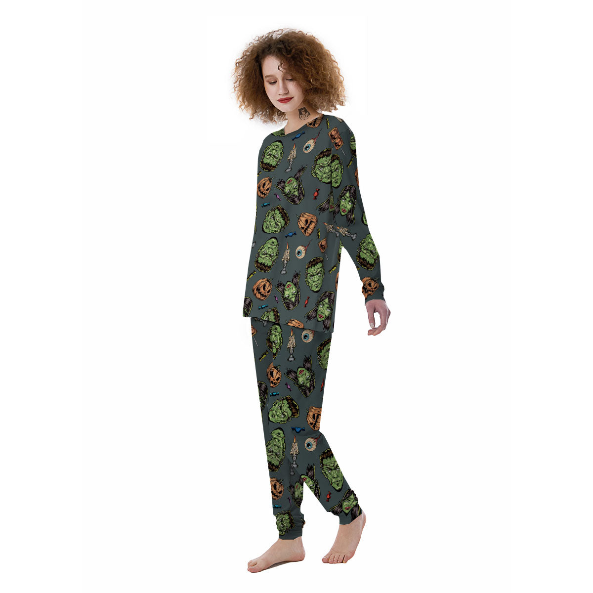 Zombie Halloween Print Pattern Women's Pajamas-grizzshop