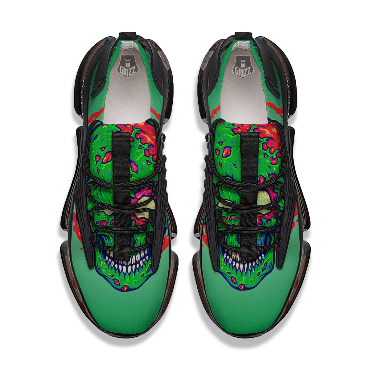 Zombie Halloween Skull Print Black Gym Shoes-grizzshop