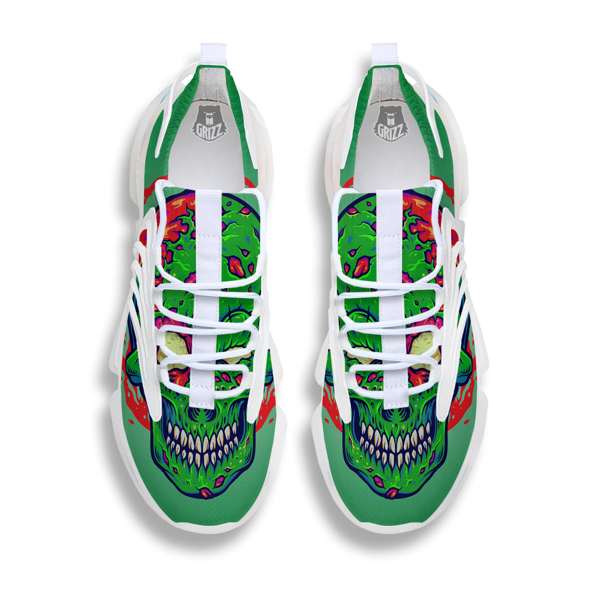 Zombie Halloween Skull Print White Gym Shoes-grizzshop
