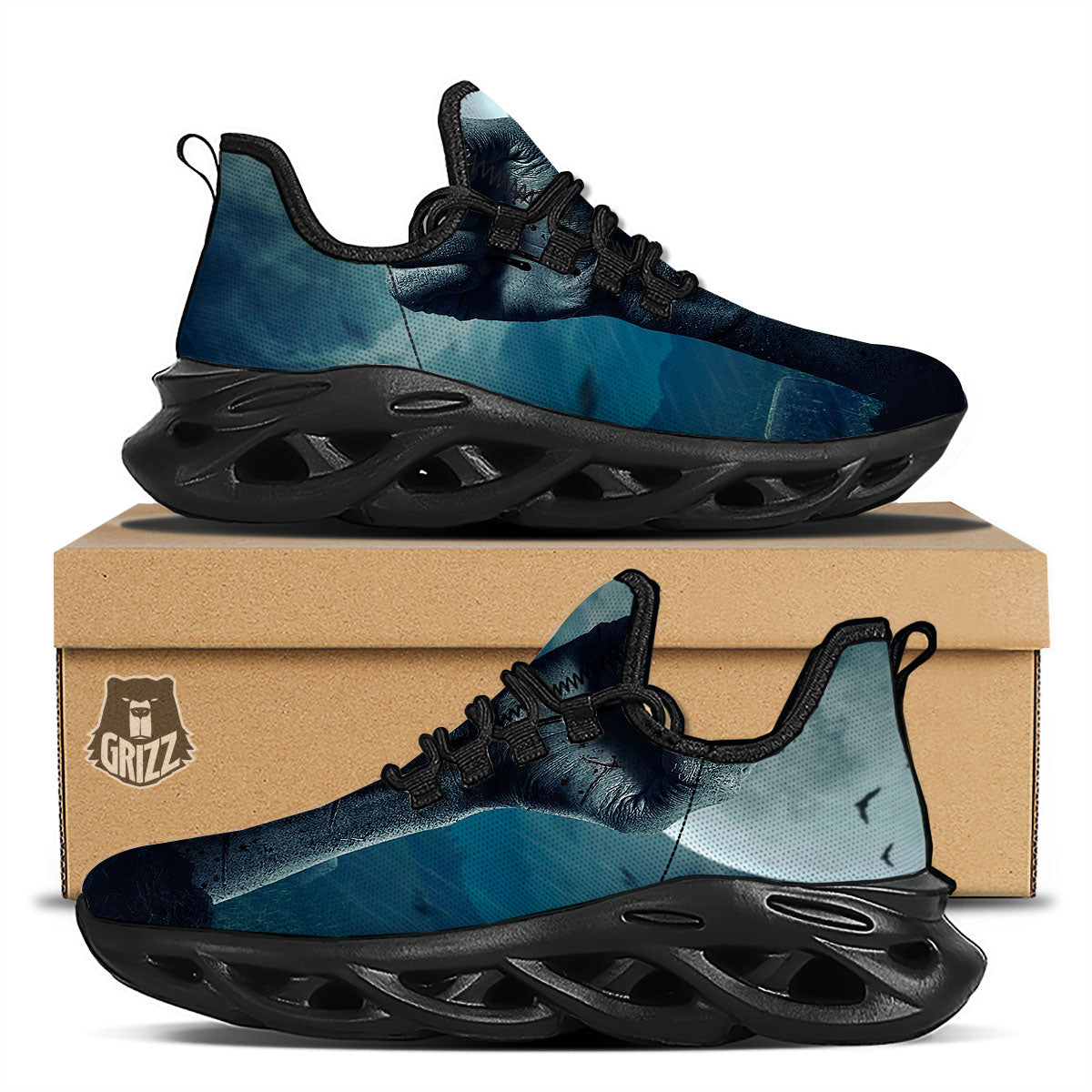 Zombie Hand Rising From Grave Print Black Running Shoes-grizzshop