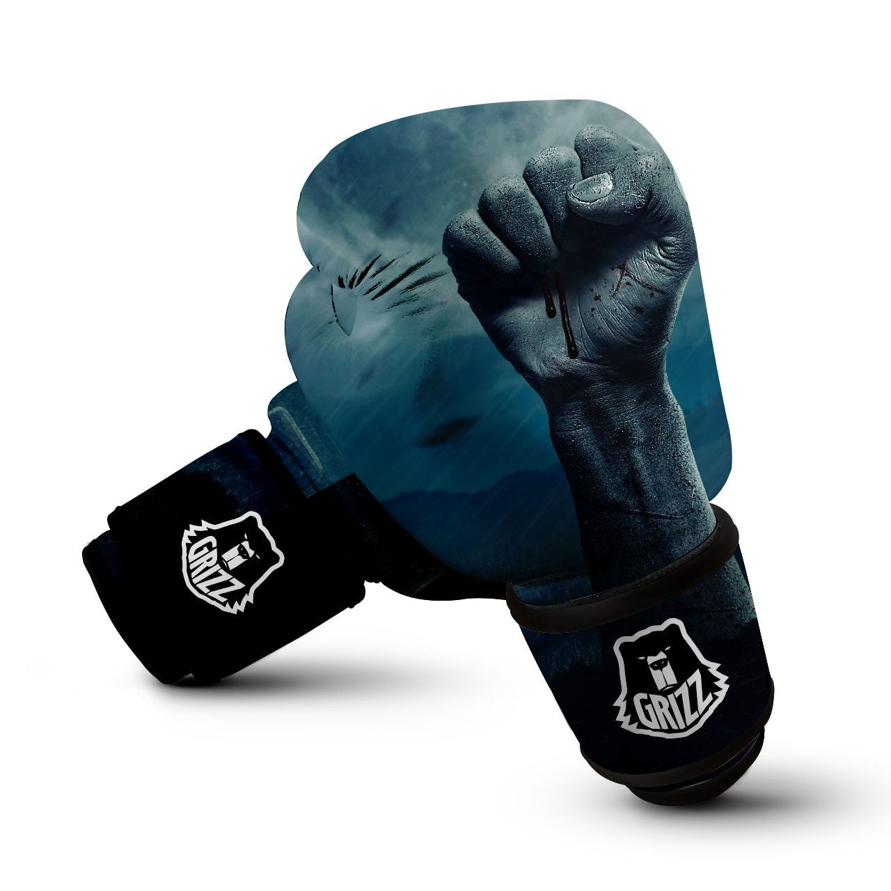 Zombie Hand Rising From Grave Print Boxing Gloves-grizzshop