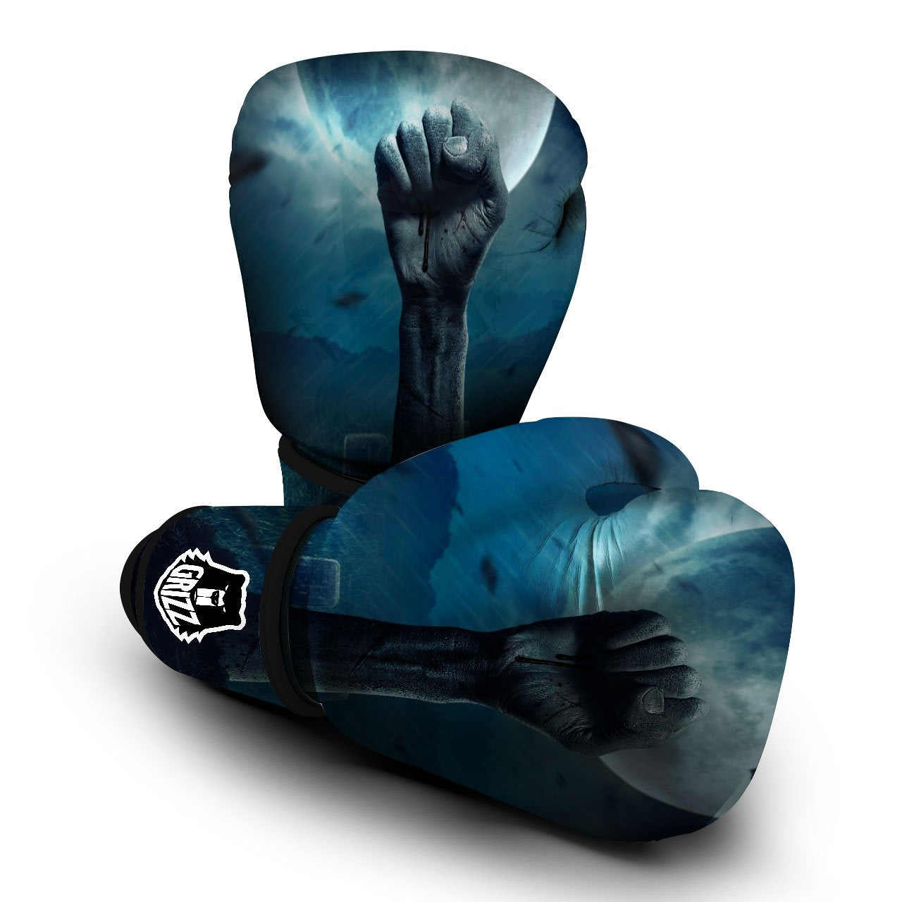 Zombie Hand Rising From Grave Print Boxing Gloves-grizzshop