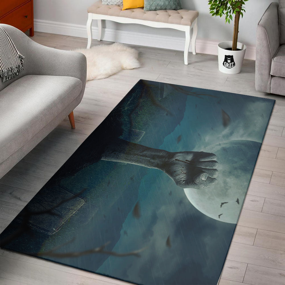 Zombie Hand Rising From Grave Print Floor Mat-grizzshop