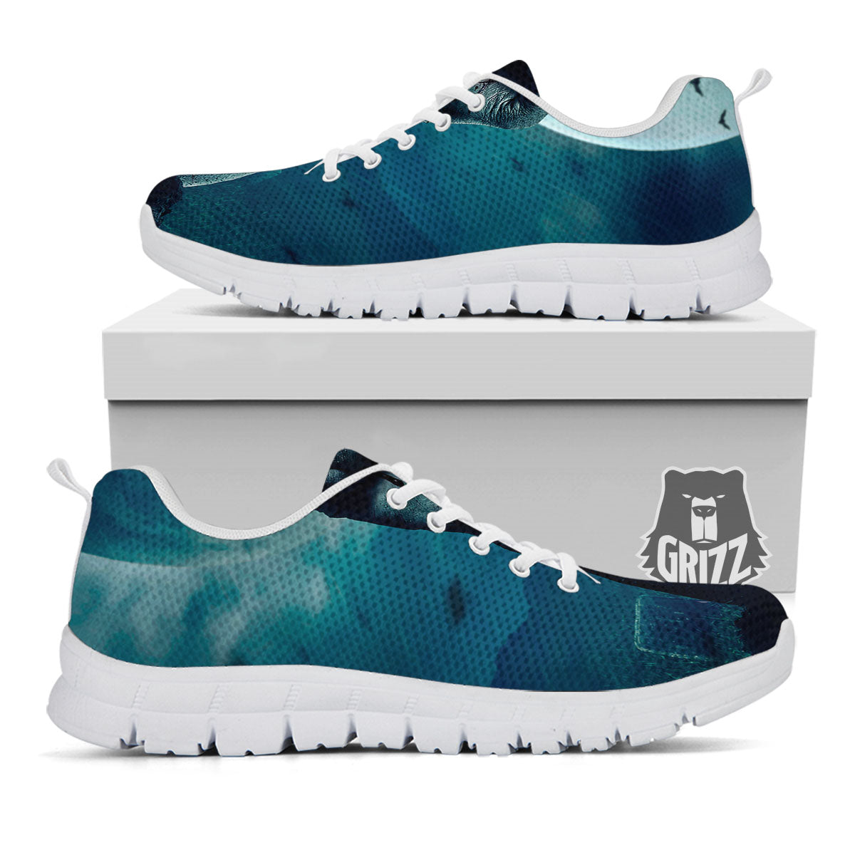 Zombie Hand Rising From Grave Print White Sneaker-grizzshop