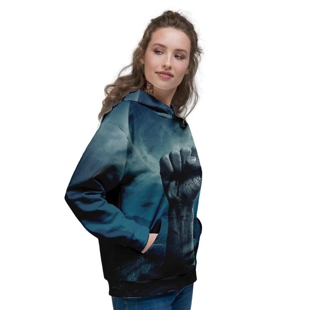 Zombie Hand Rising From Grave Print Women's Hoodie-grizzshop