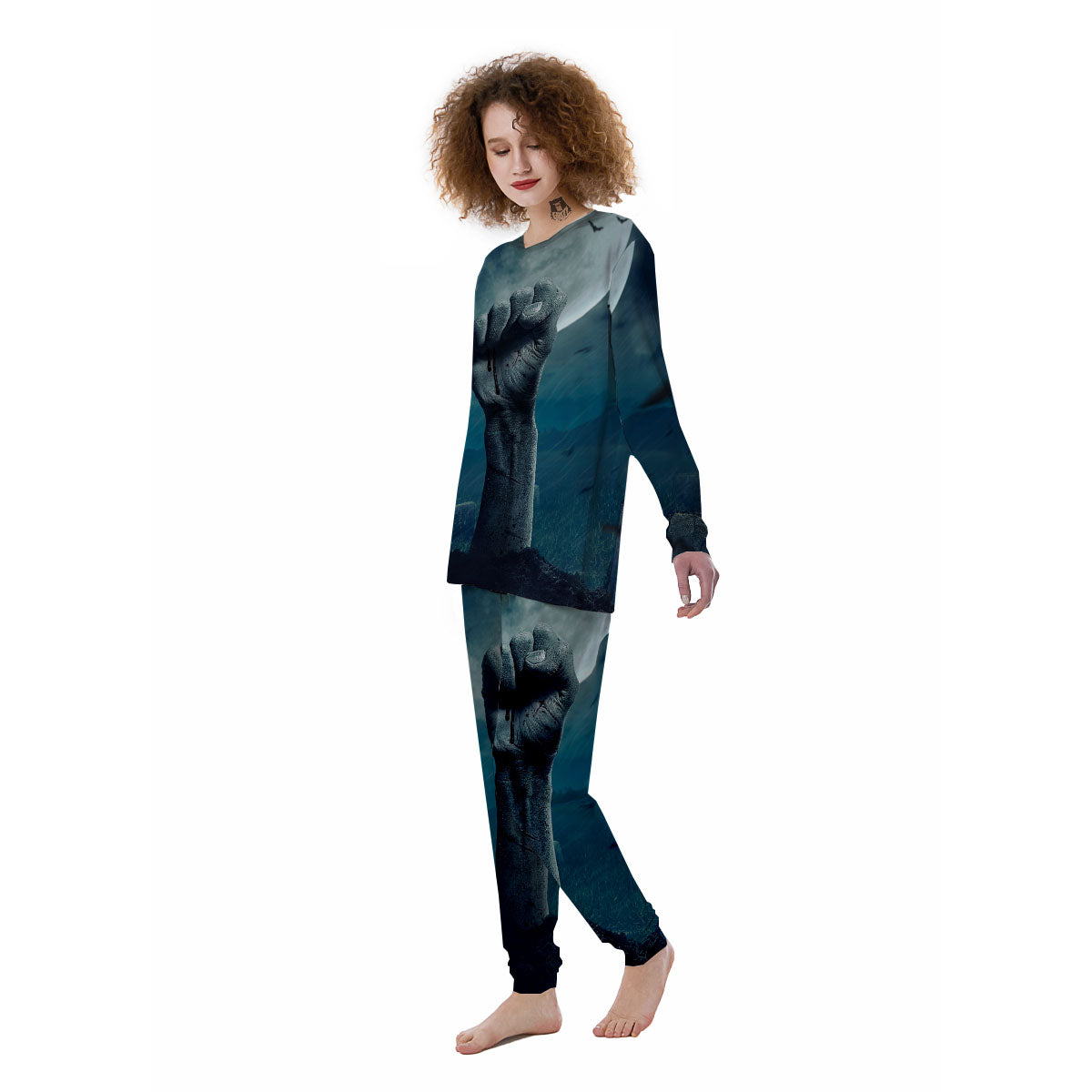 Zombie Hand Rising From Grave Print Women's Pajamas-grizzshop