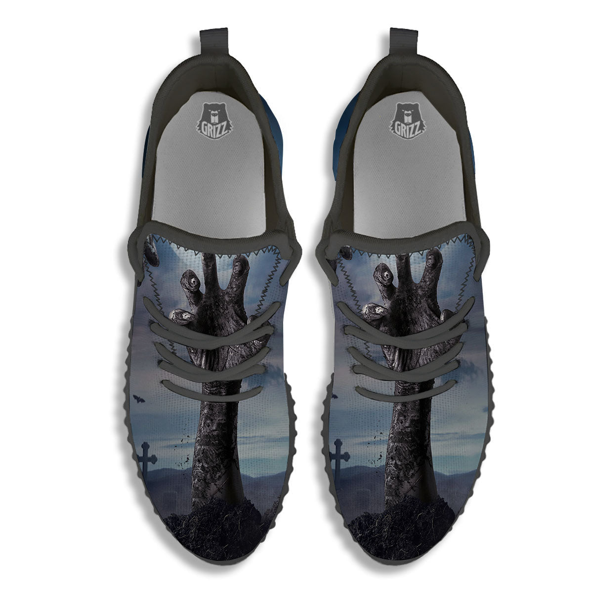 Zombie Hands Halloween Print Black Walking Shoes-grizzshop