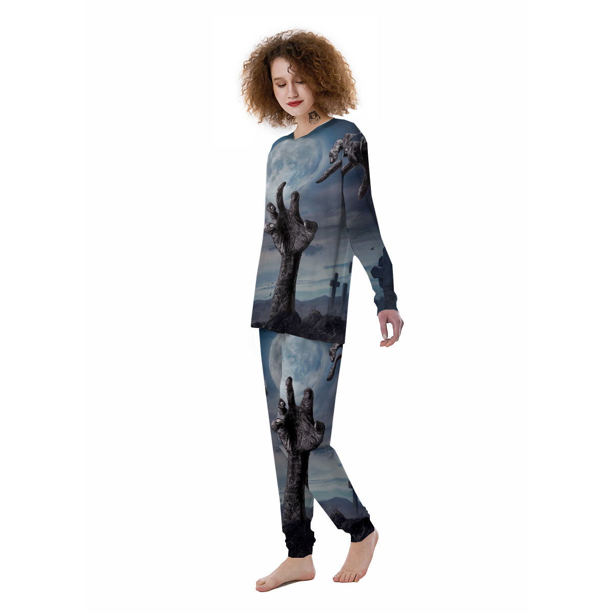 Zombie Hands Halloween Print Women's Pajamas-grizzshop