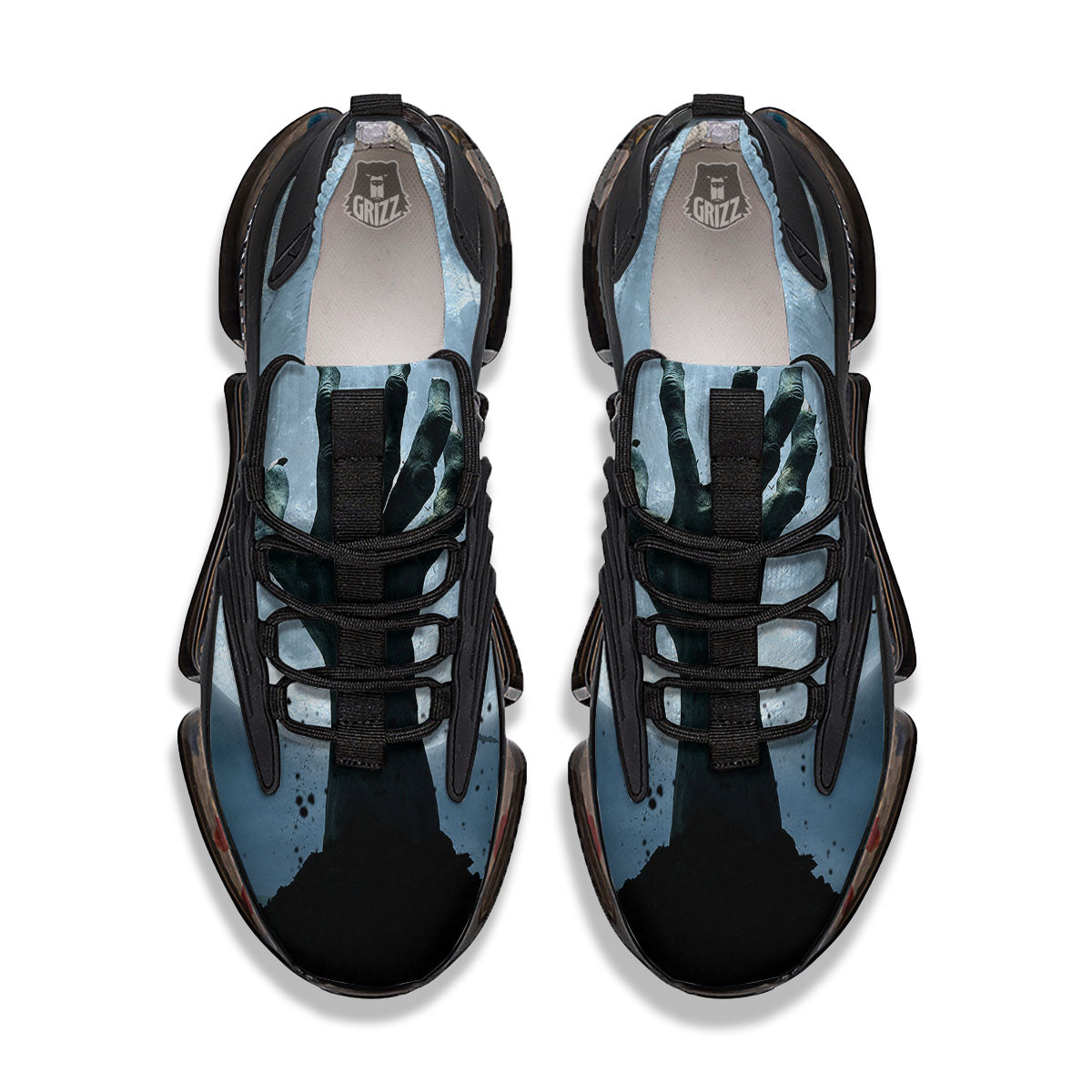 Zombie Hands Scary Print Black Gym Shoes-grizzshop