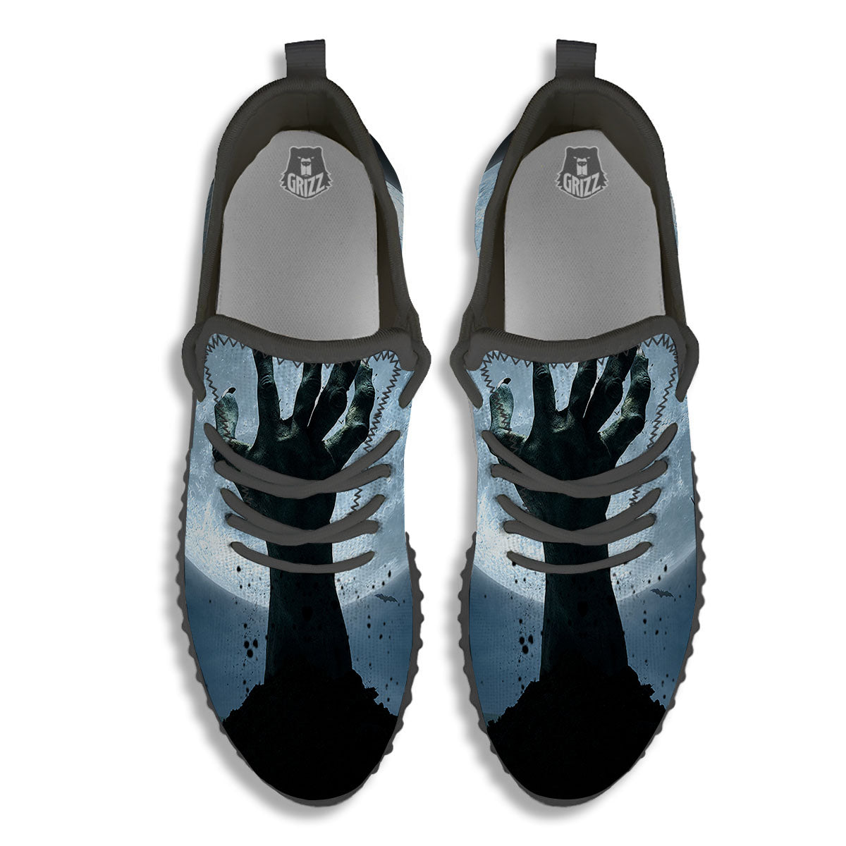 Zombie Hands Scary Print Black Walking Shoes-grizzshop