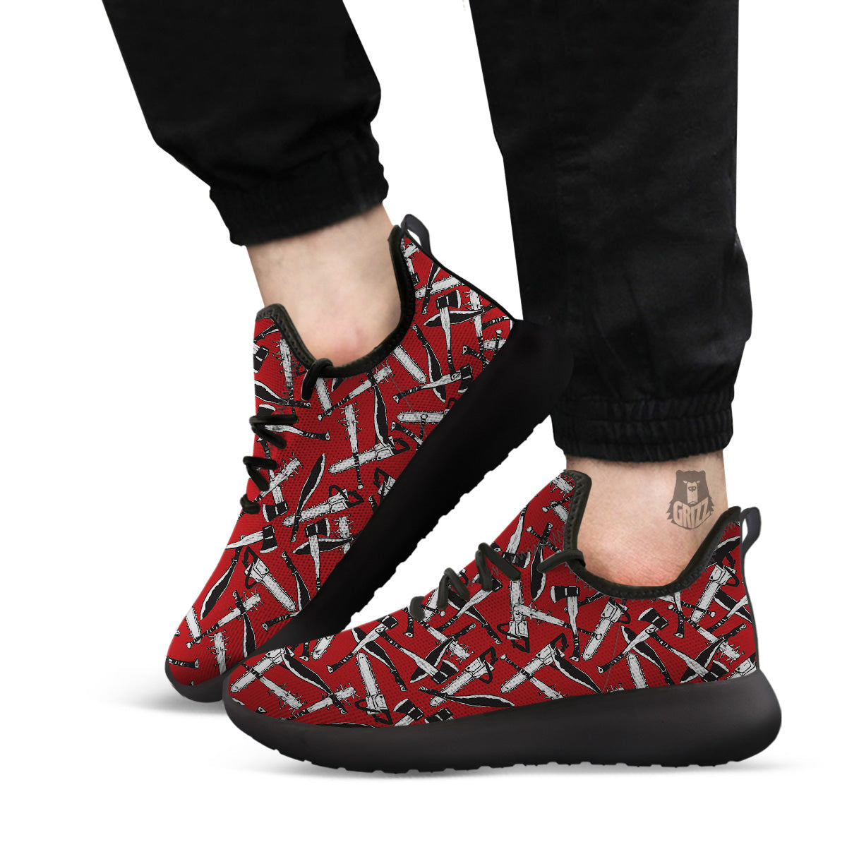 Zombie Killer Weapon Print Pattern Black Athletic Shoes-grizzshop