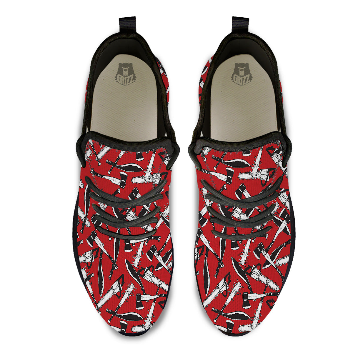 Zombie Killer Weapon Print Pattern Black Athletic Shoes-grizzshop