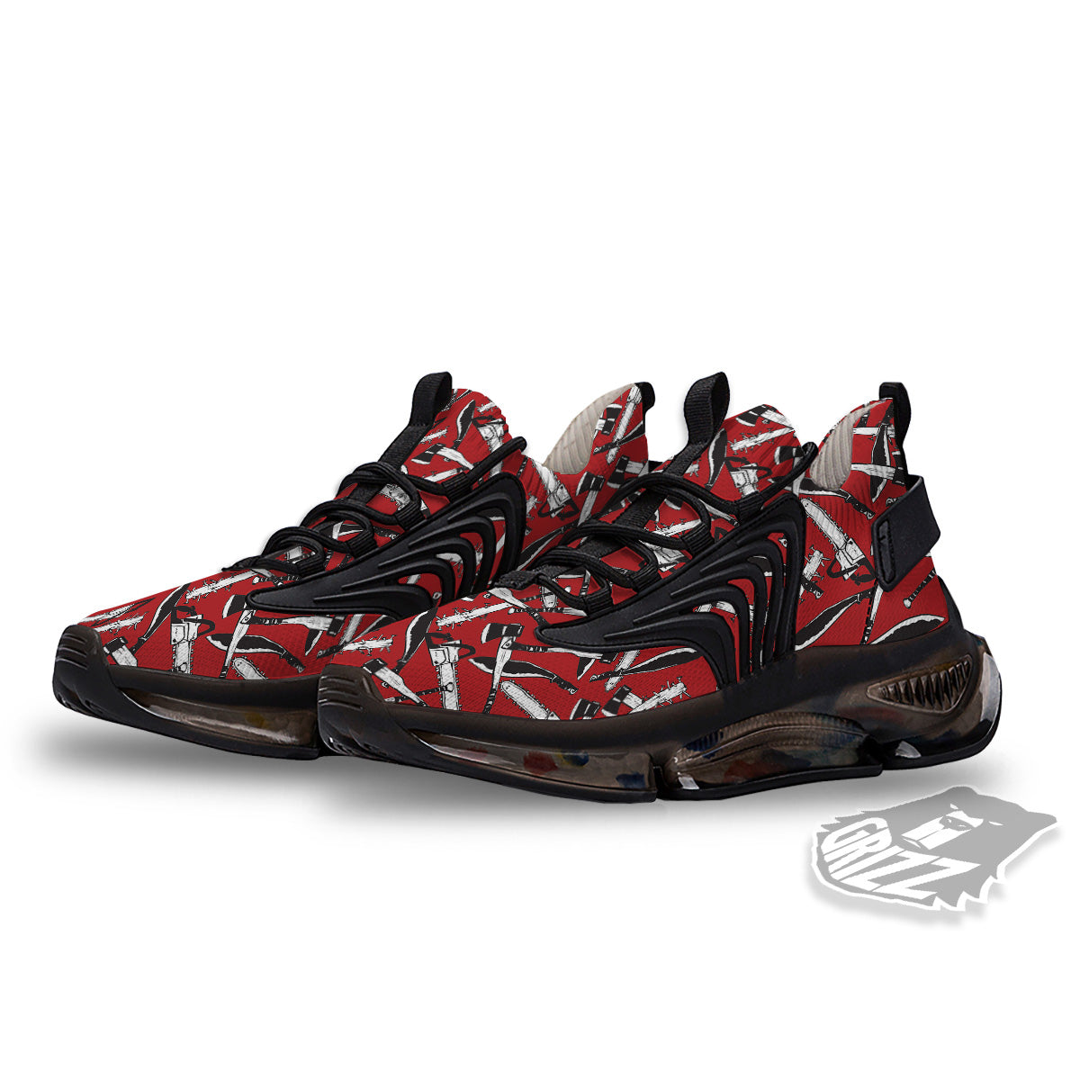 Zombie Killer Weapon Print Pattern Black Gym Shoes-grizzshop