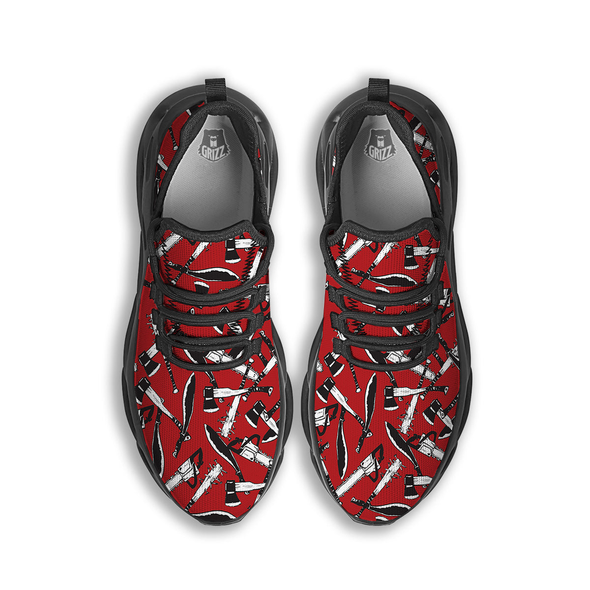 Zombie Killer Weapon Print Pattern Black Running Shoes-grizzshop