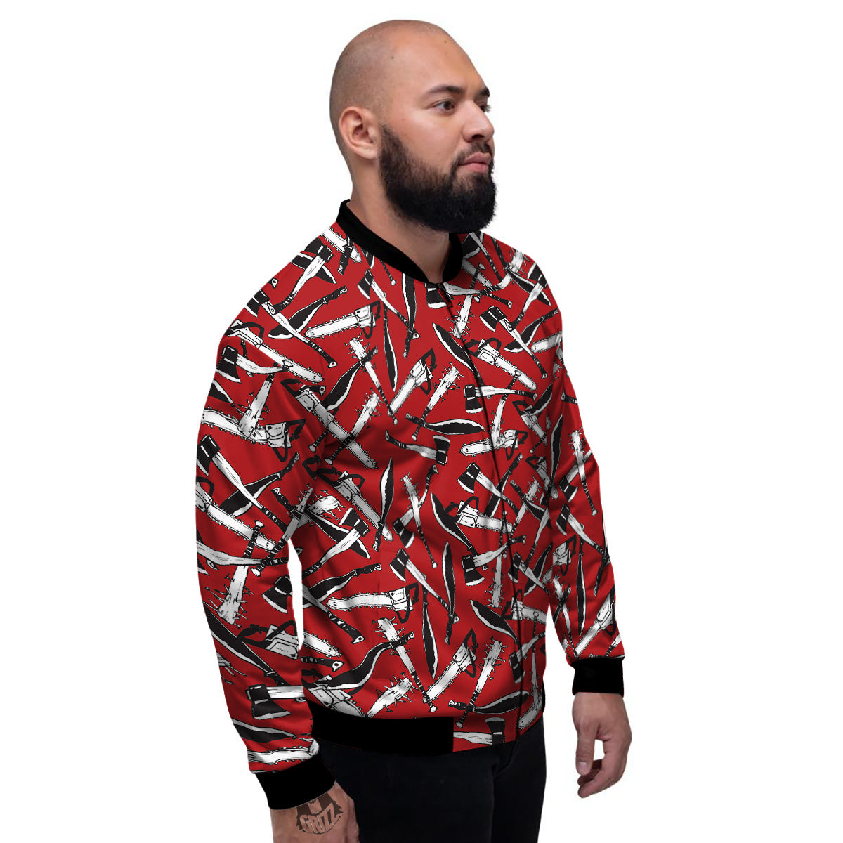 Zombie Killer Weapon Print Pattern Men's Bomber Jacket-grizzshop
