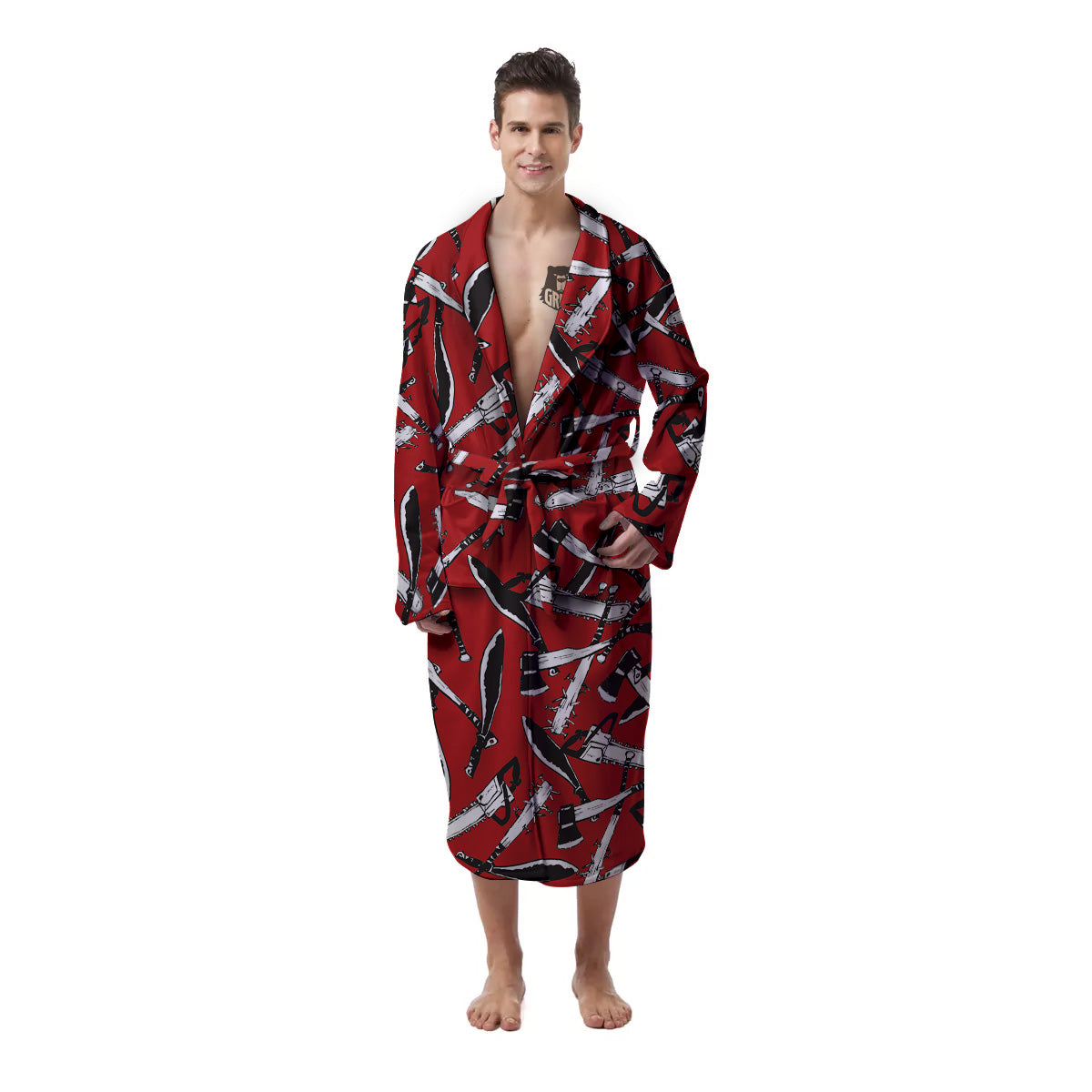 Bacteria Virus Print Pattern Men Long Robe