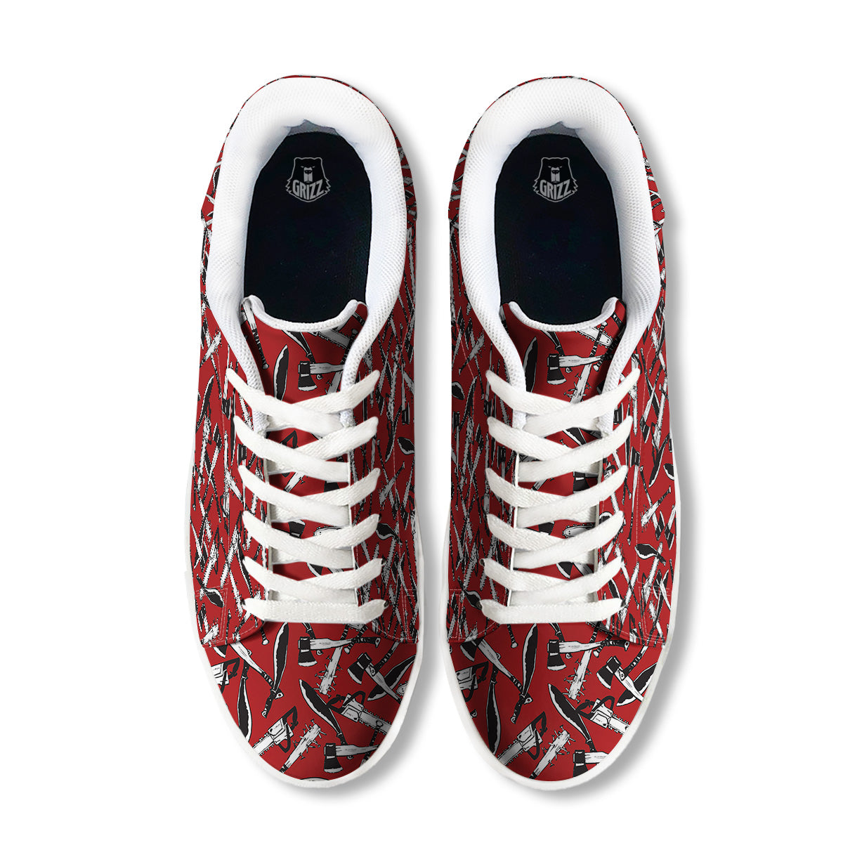 Zombie Killer Weapon Print Pattern White Low Top Sneakers-grizzshop