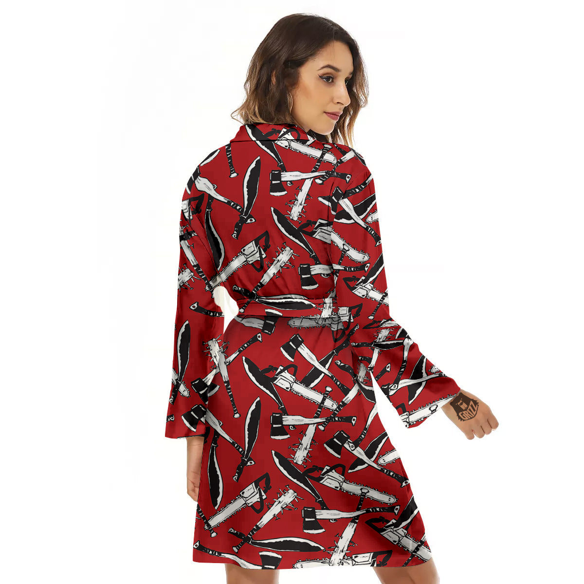 Zombie Killer Weapon Print Pattern Women's Robe-grizzshop