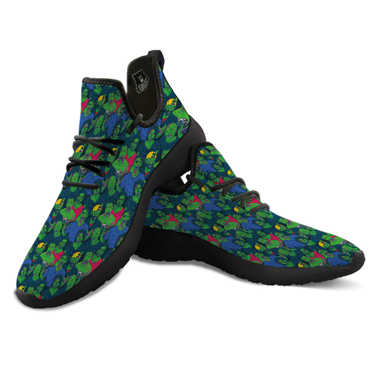 Zombie Print Pattern Black Athletic Shoes-grizzshop
