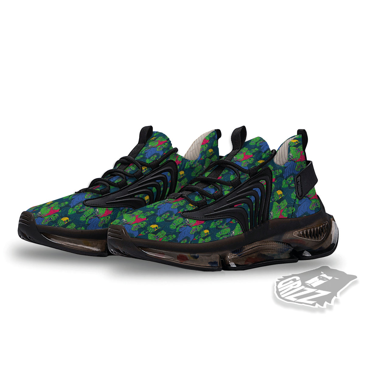 Zombie Print Pattern Black Gym Shoes-grizzshop