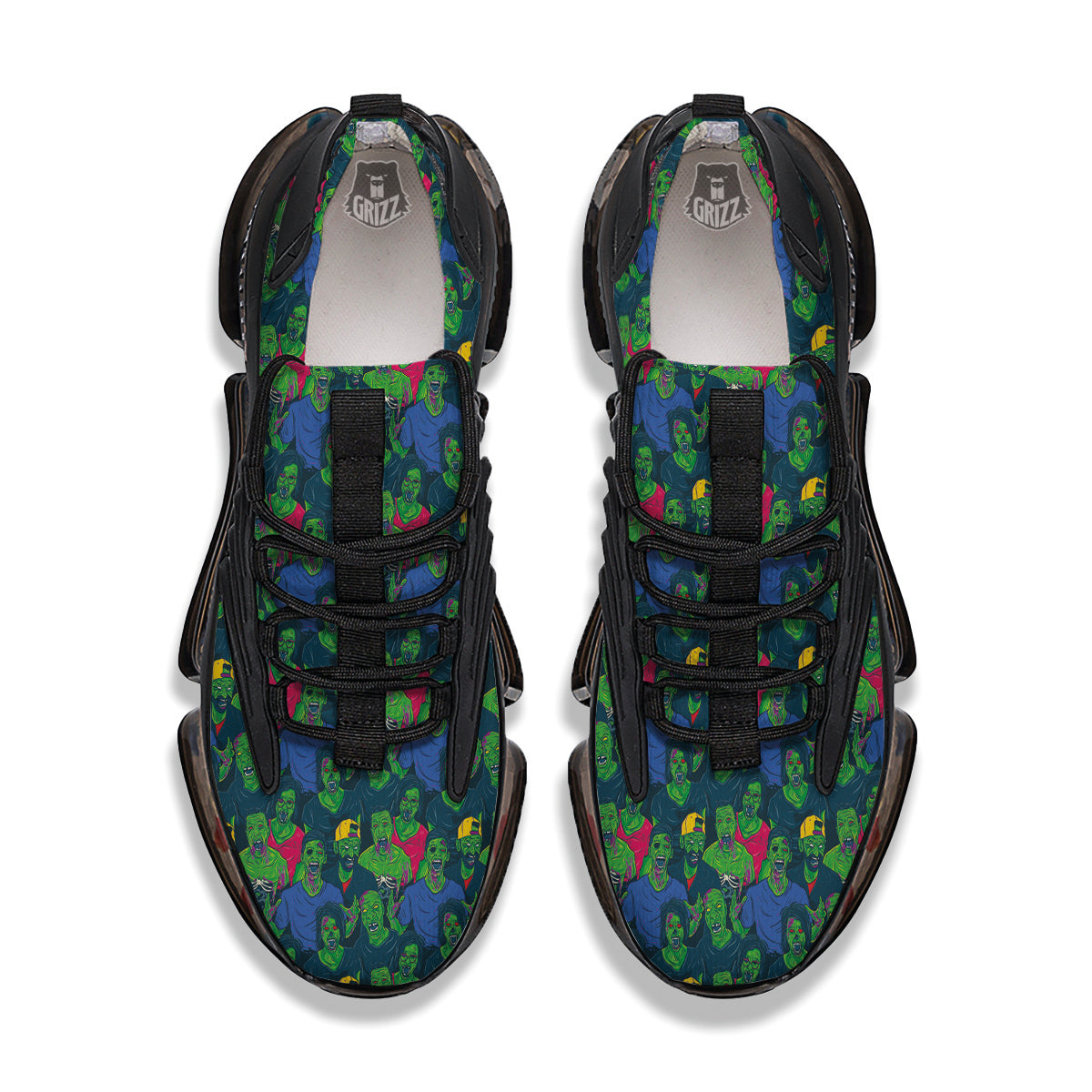 Zombie Print Pattern Black Gym Shoes-grizzshop
