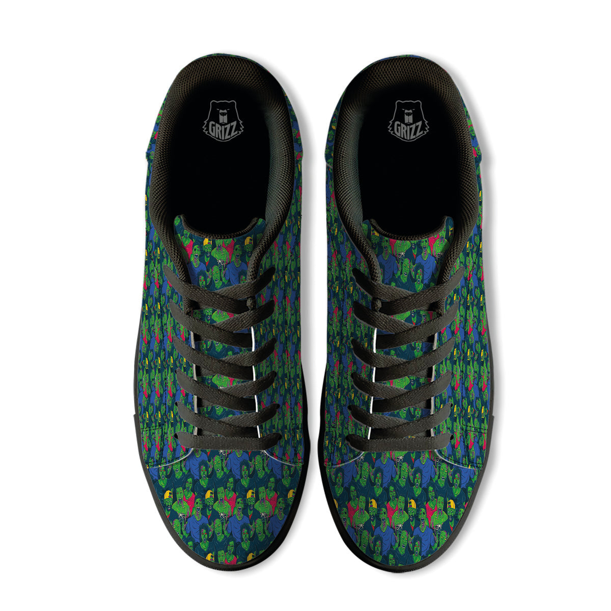 Zombie Print Pattern Black Low Top Sneakers-grizzshop