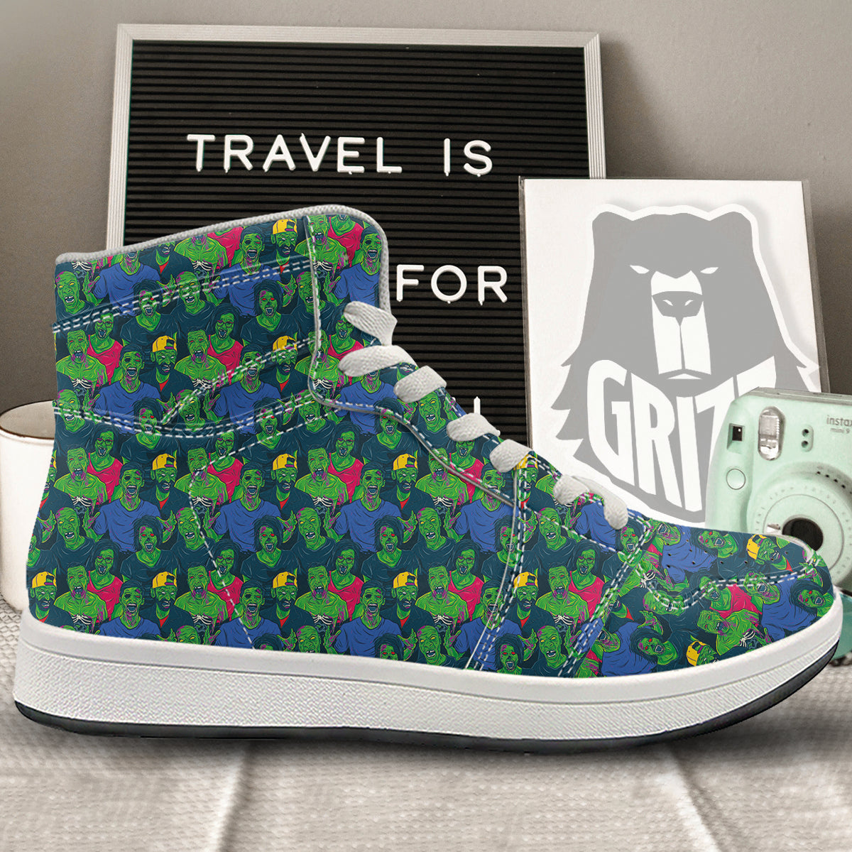 Zombie Print Pattern High Top Sneakers-grizzshop