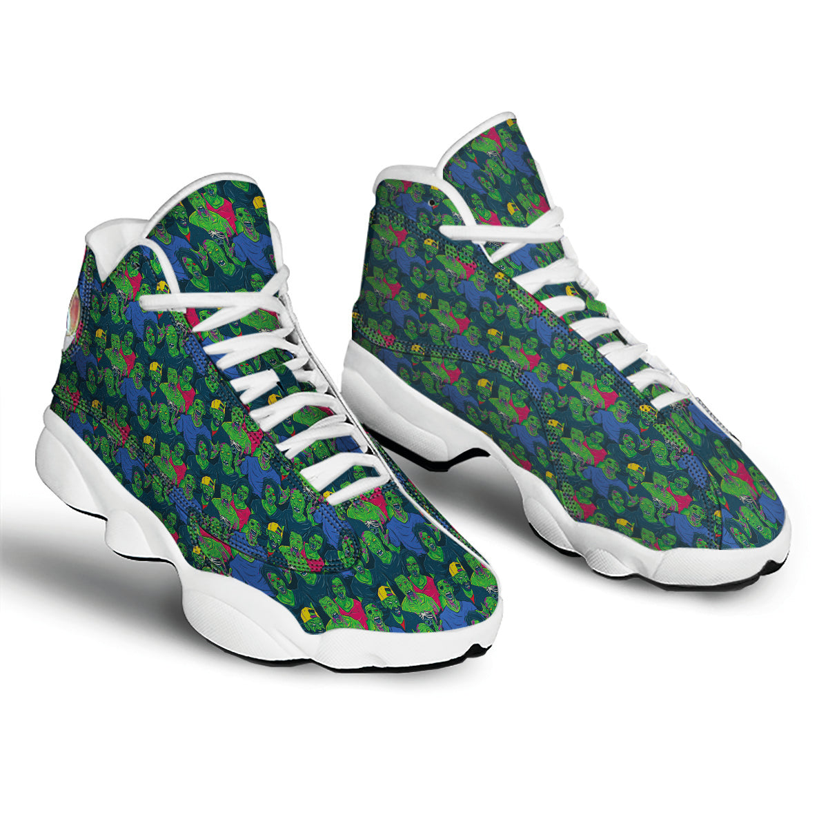 Zombie Print Pattern White Basketball Shoes-grizzshop