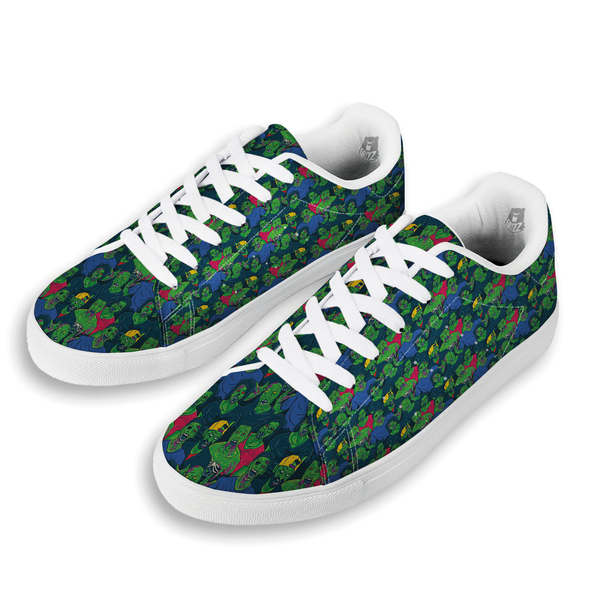 Zombie Print Pattern White Low Top Sneakers-grizzshop