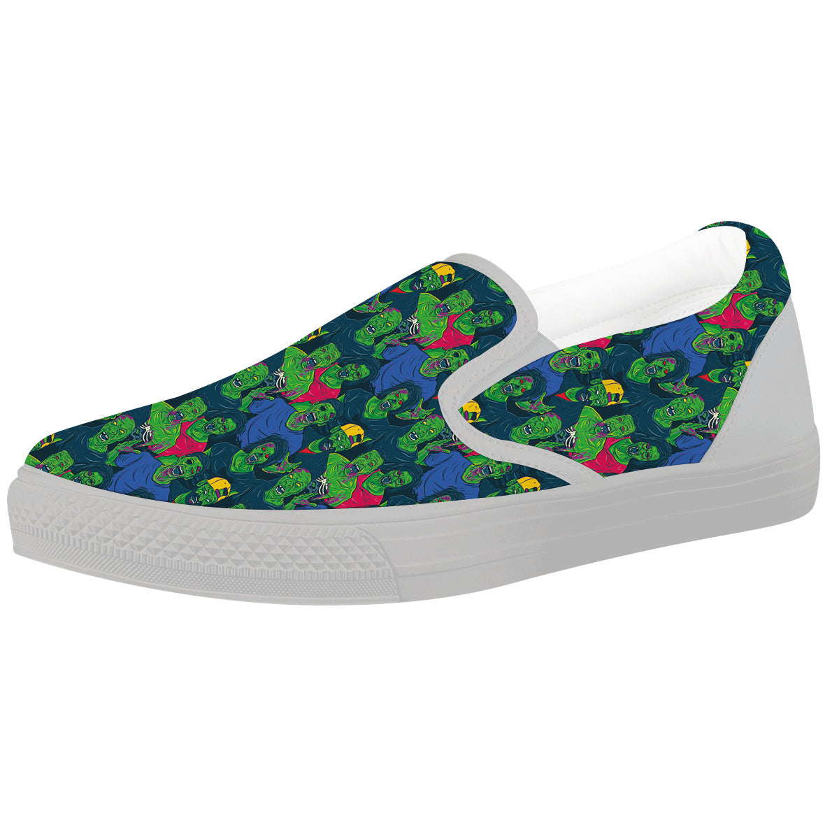 Zombie Print Pattern White Slip On Shoes-grizzshop
