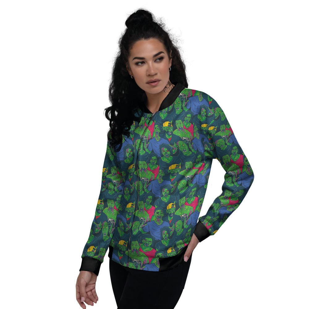 Zombie Print Pattern Women's Bomber Jacket-grizzshop