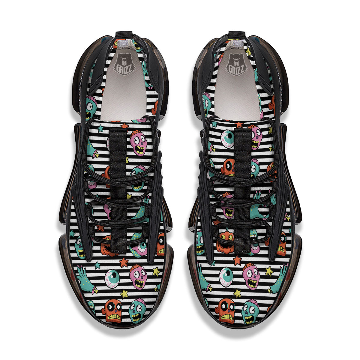 Zombie Striped Halloween Print Pattern Black Gym Shoes-grizzshop