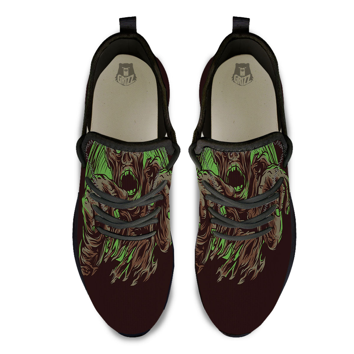 Zombie Walking Green Print Black Athletic Shoes-grizzshop
