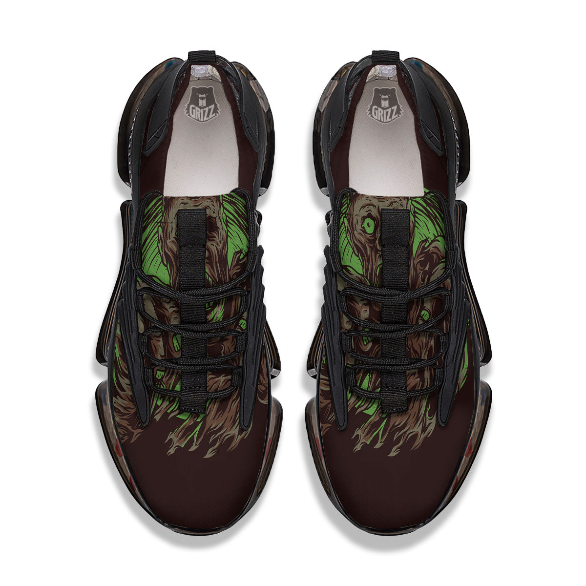 Zombie Walking Green Print Black Gym Shoes-grizzshop