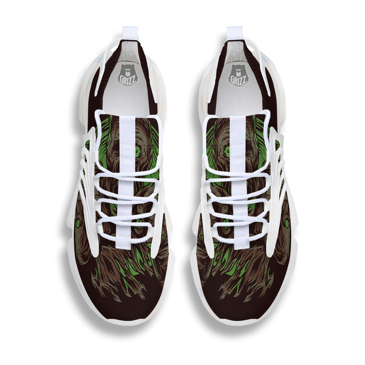 Zombie Walking Green Print White Gym Shoes-grizzshop