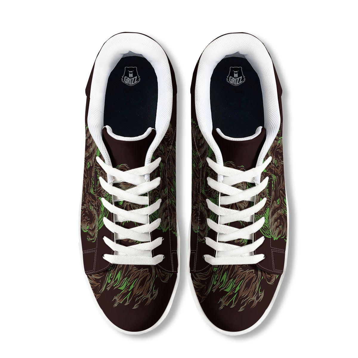 Zombie Walking Green Print White Low Top Sneakers-grizzshop
