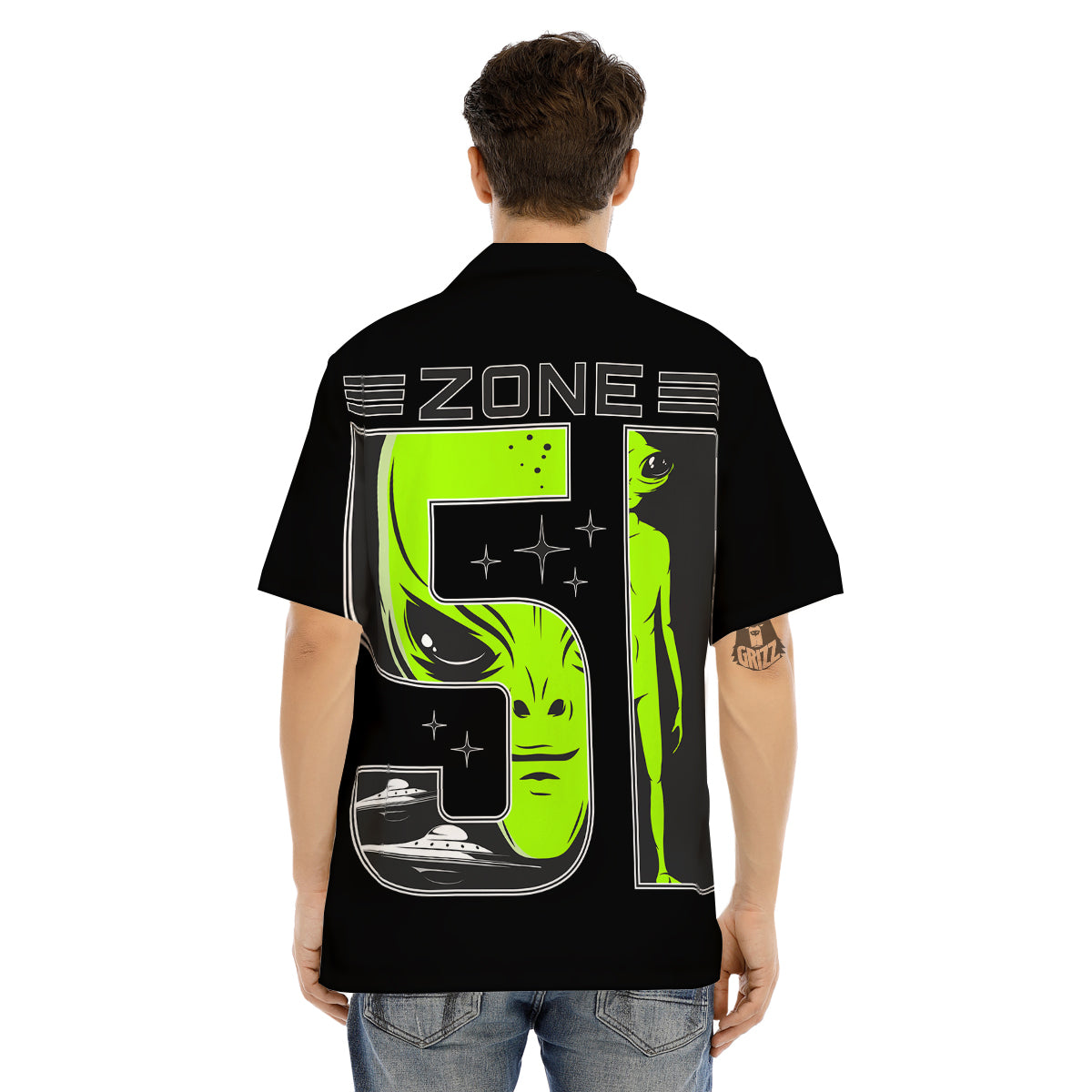 Zone 51 Alien And UFO Print Men's Hawaiian Shirt-grizzshop