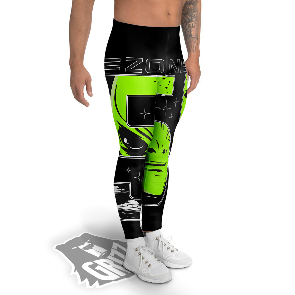 Zone 51 Alien And UFO Print Men's Leggings-grizzshop