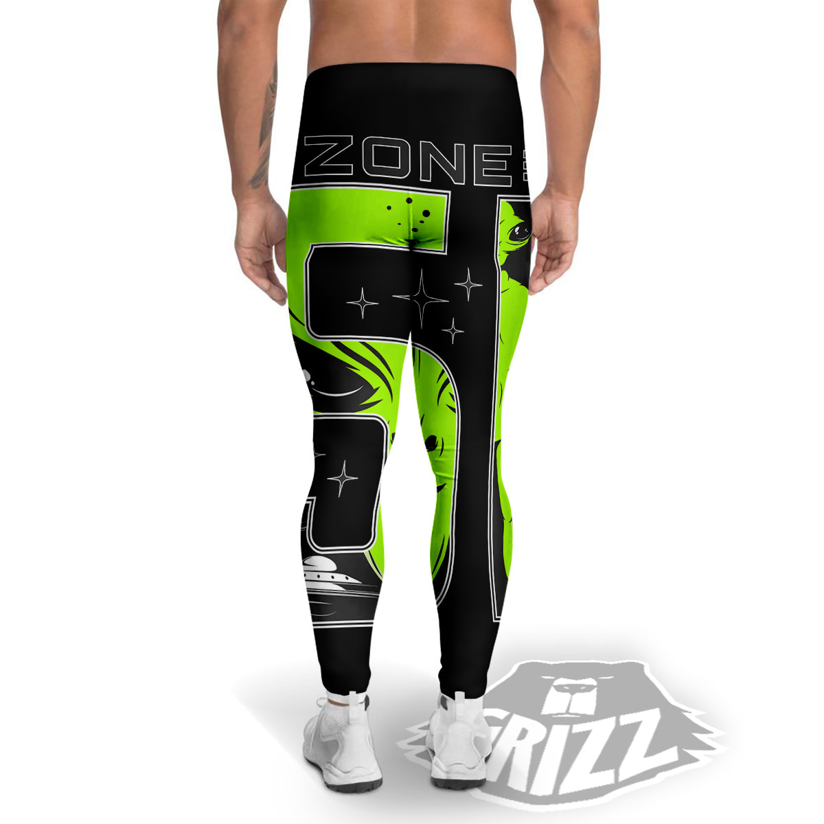 Zone 51 Alien And UFO Print Men's Leggings-grizzshop