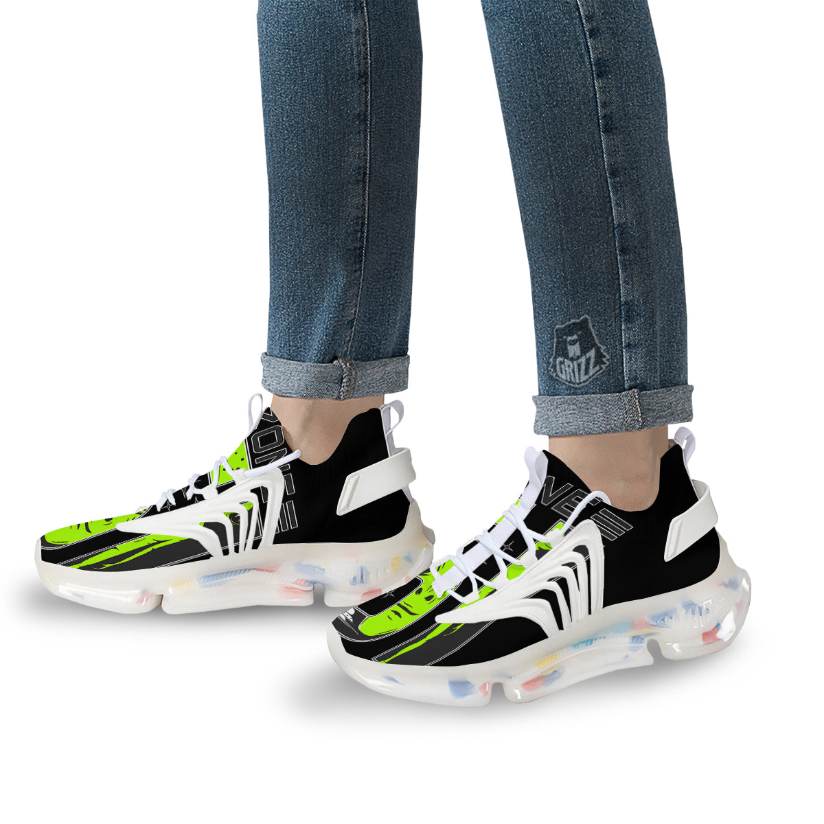 Zone 51 Alien And UFO Print White Gym Shoes-grizzshop